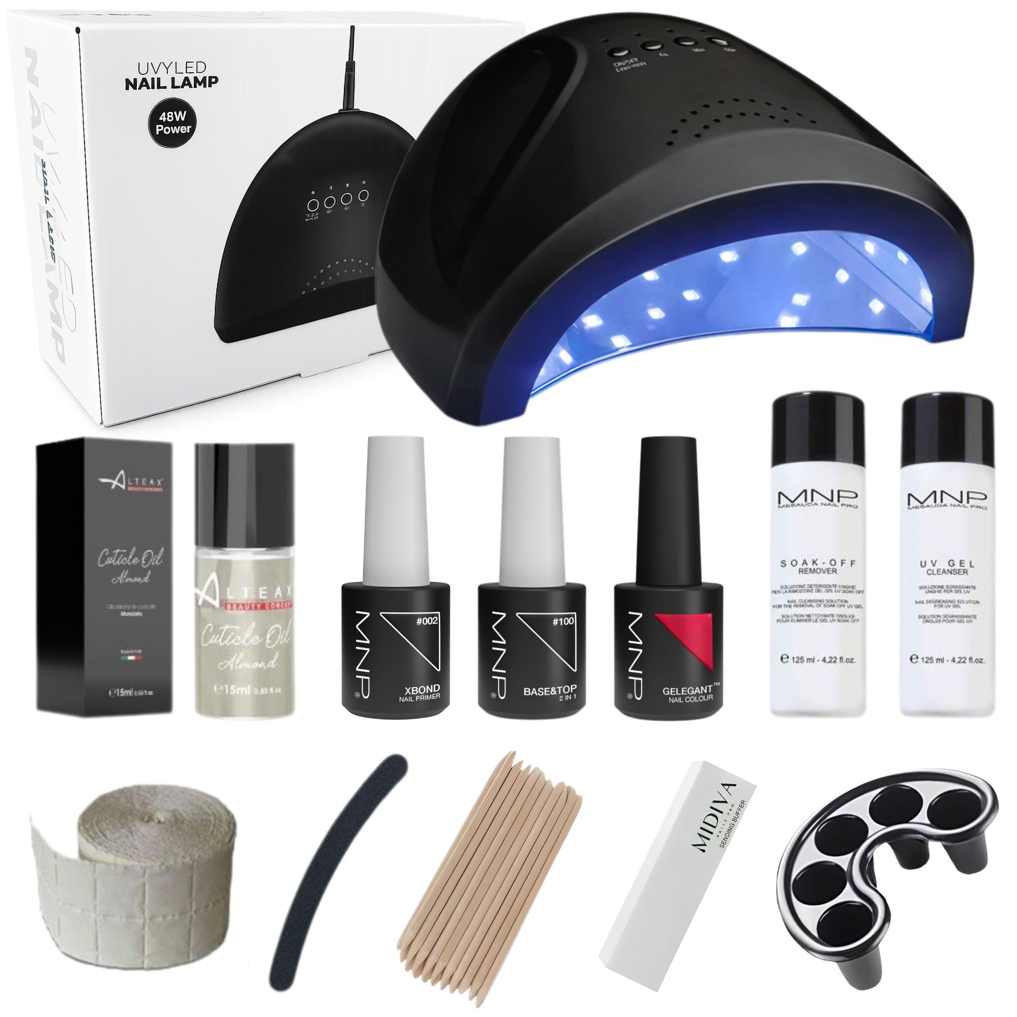 KIT DE INICIO MESAUDA ESMALTE DE UÑAS SEMIPERMANENTE 14 ML + ESTUFA LED + ESMALTE GRATIS 5ml Y ACEITE PARA CUTÍCULAS ALTÉAX® + ACCESORIOS