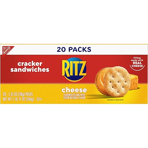 Vista 19 de RITZ Galletas tipo sándwich de queso, 20 paquetes de bocadillos (6 galletas por paquete)