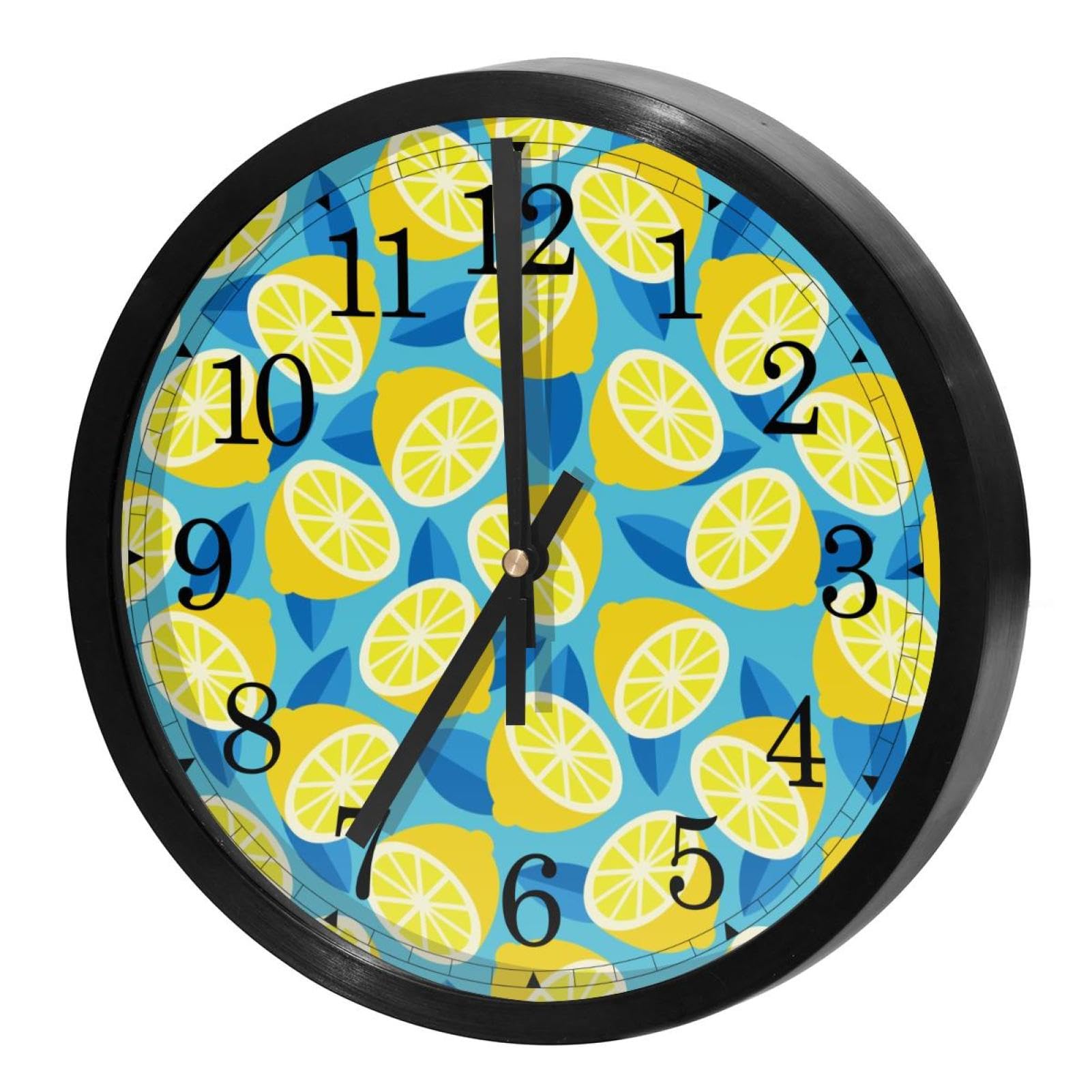 Horloge murale motif agrumes lumineux avec cadran rond tendance