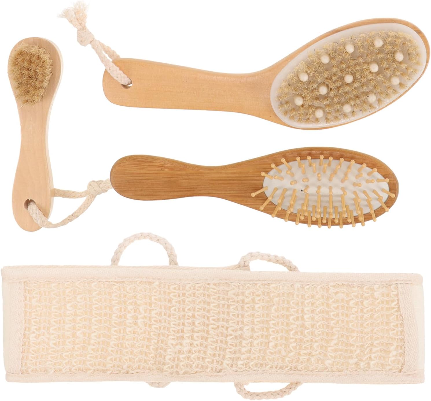 Generic Exfoliating Back Scrubber Bath Brush Set 4pcs Natural Fiber Bathing Brush Kit Double-Sided Body Scrubbers for Shower Household Skin Care
