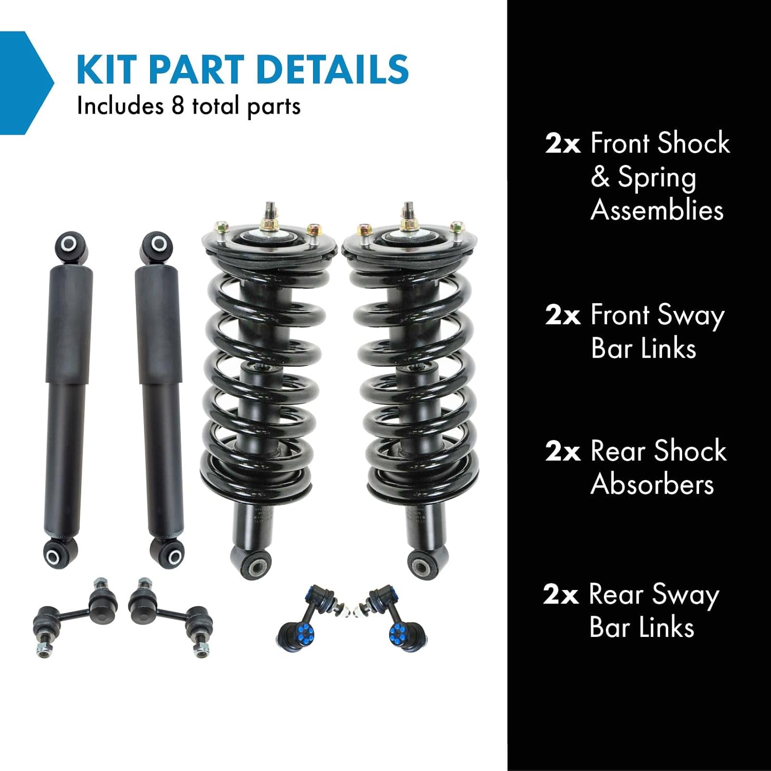 TRQ Front and Rear Suspension Kit Shock & Spring Strut Assembly Shock Absorber Sway Bar Stabilizer Link Compatible with 2005-2014 Nissan Armada 2004 Pathfinder Armada