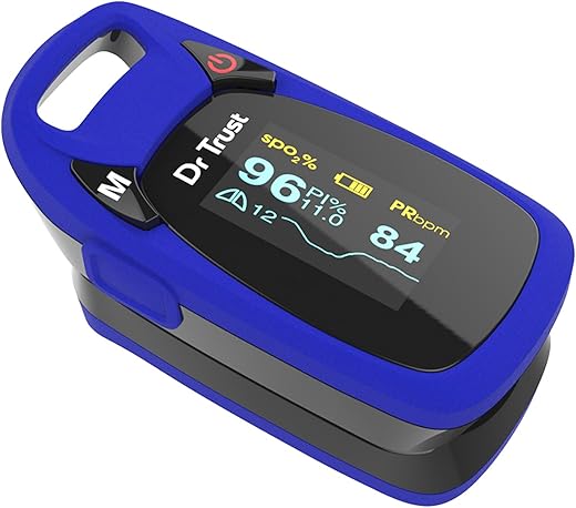 Dr Trust Professional Series Finger Tip Pulse Oximeter With Audio Visual Alarm and Respiratory Rate(Blue)-202