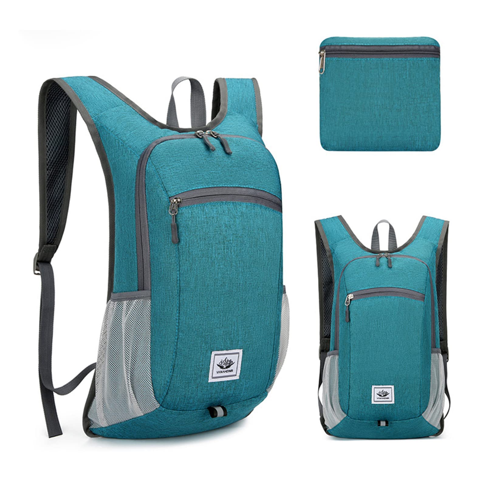 DOJUNS Hiking Backpack 15L Small Travel Backpack Lightweight Foldable Daypack Packable Camping Backpacks for Women Men (Green)