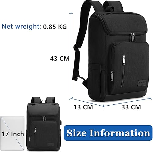 Miniatura 3 de YALUNDISI Mochila vintage con puerto de carga USB para mujeres y hombres, Negro -, Mochila para portátil