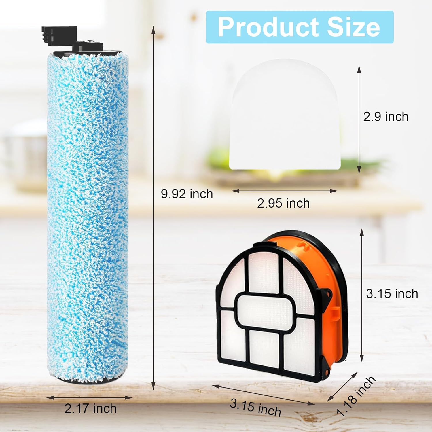 WD161 Replacement HEPA Filter and Brush Roller Kit for Shark HydroVac MessMaster Wet Dry WD161 WD261 AW261 WD101 WD201 WD100 WD200 AW201 WD200C WD201C, 2 Brush Rollers, 4 Foam Filters, 4 Outer-Filter