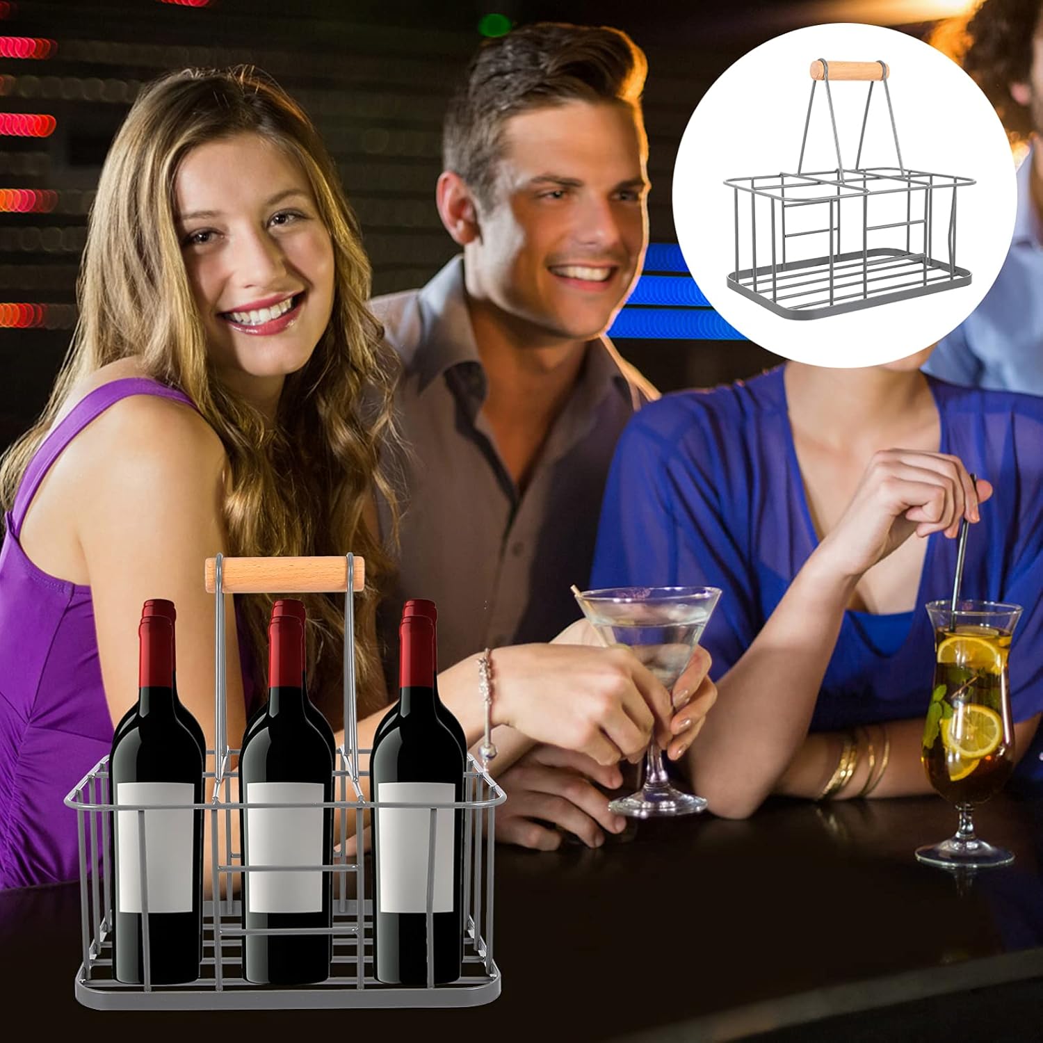 Cabilock 1pc Creative Beverage Storage Rack Bottle Wine Holder for Home Bar Ktv Practical Design for Organized Wine Cartons Grey Color Easy to Carry