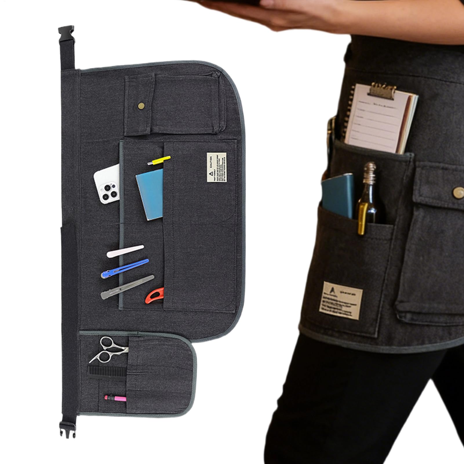Tablier de jardin léger pour homme, tablier de travail de 71,1 cm avec plusieurs poches, accessoire d'extérieur, durable avec sangles réglables, équipement utilitaire pour femme pour la cuisine et les