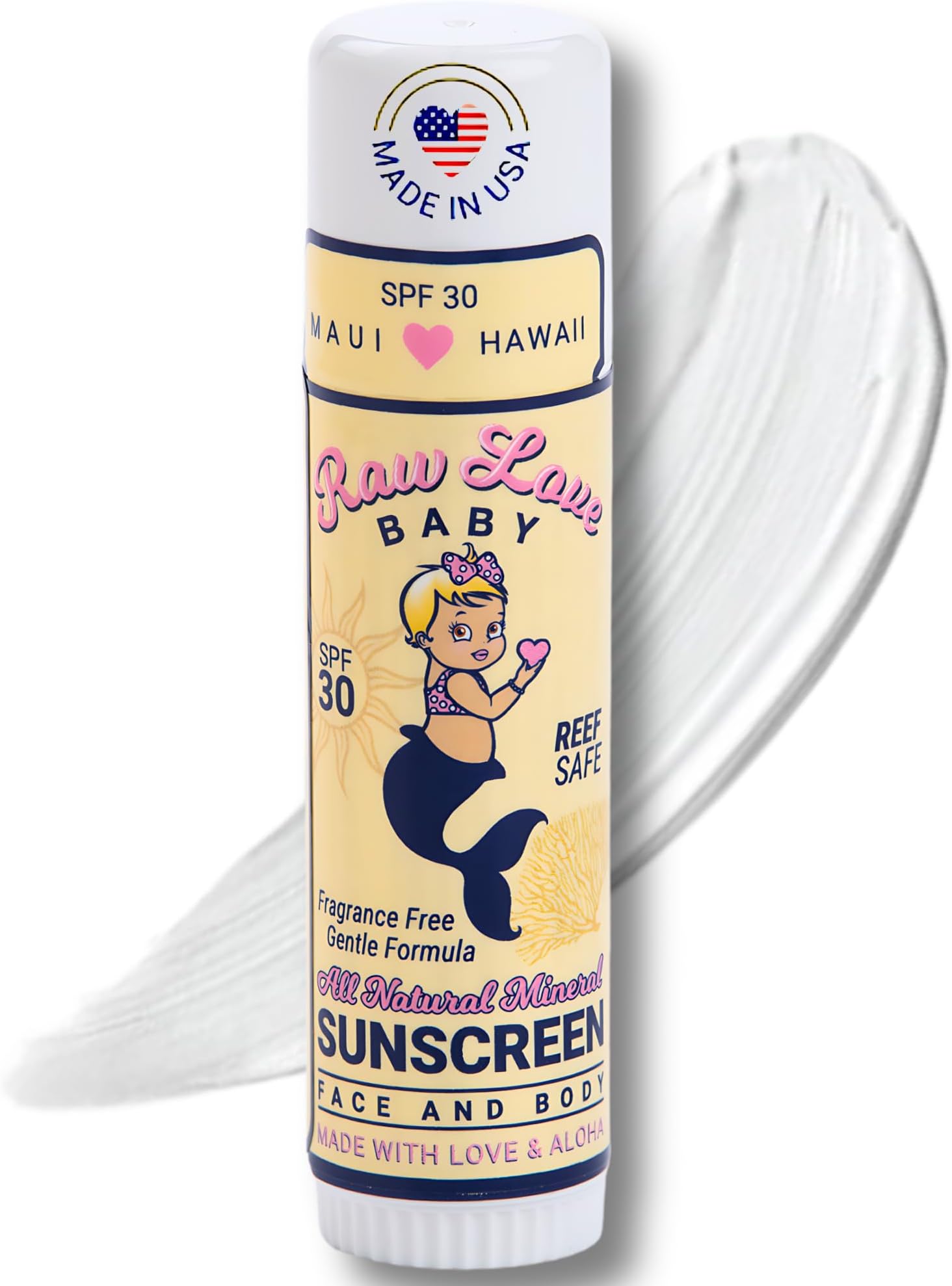Baby Sunscreen Stick SPF 30+ | Mineral Sunscreen with Non-Nano Zinc Oxide & Aloe Vera | Reef Safe, Fragrance-Free, Water Resistant, Gentle Formula, Made in USA | 0.6 Oz