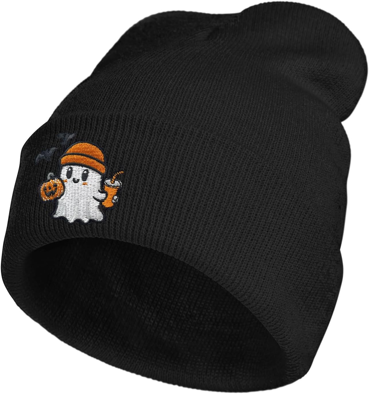 Cute Frog Skeleton Embroidered Beanie Knit Hat for Men Women, Halloween Goth Graphic Winter Black Skull Cap - Image 2