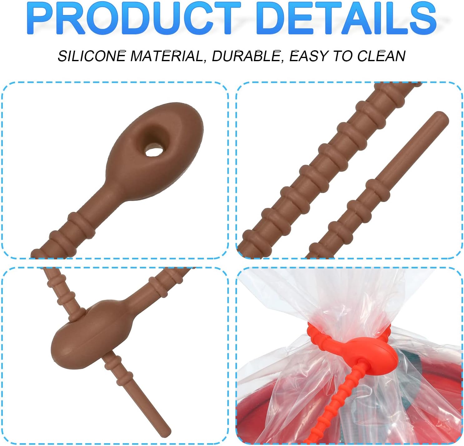 MECCANIXITY 万能シリコンタイ 7インチ 15本 再利用可能なパンタイ ケーブルタイ ブレッドタイ 家庭用ツイストタイ 再