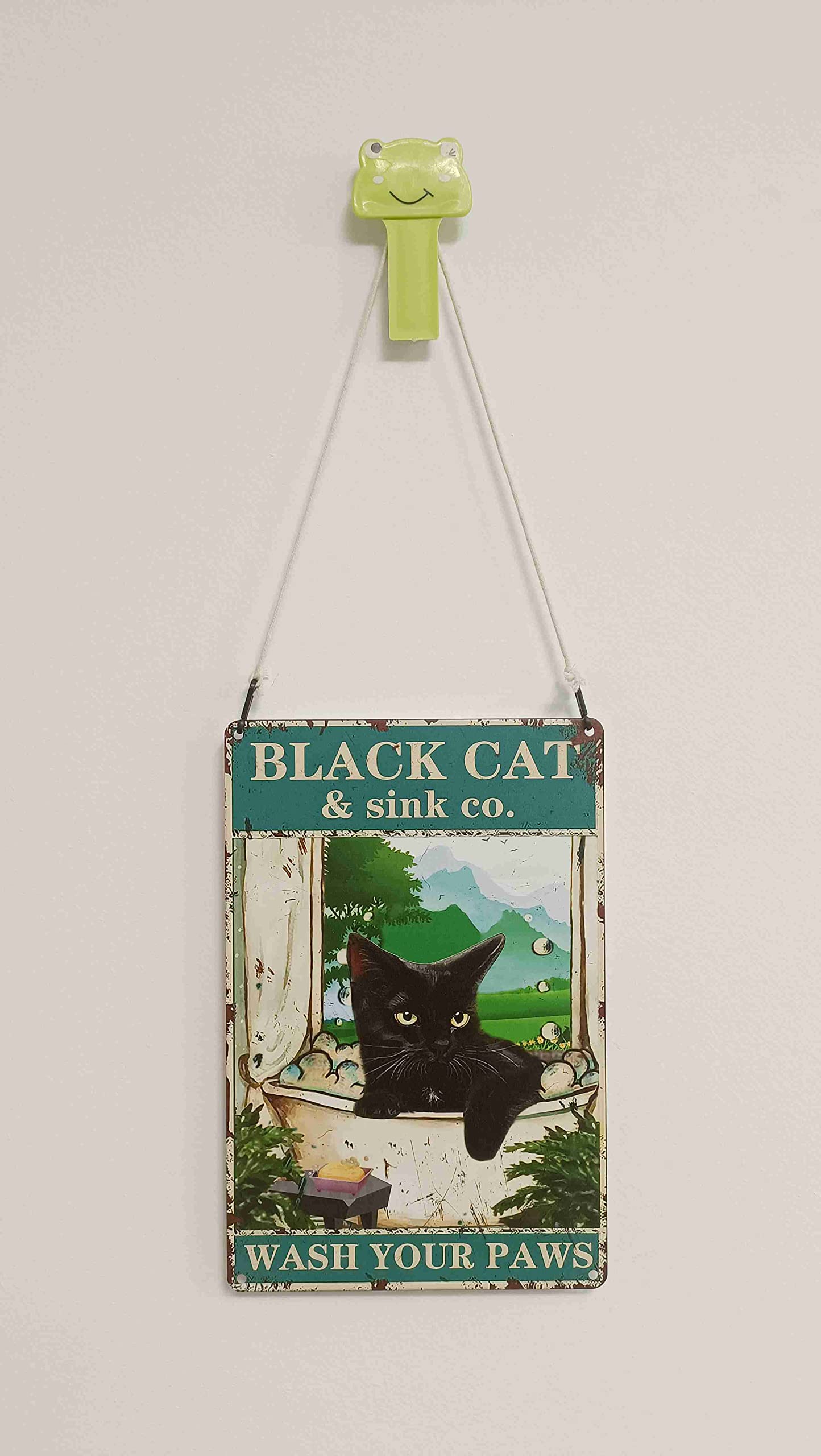 VintageTin Targa in metallo retrò con gatto che lava le zampe del bagno, poster divertente da
