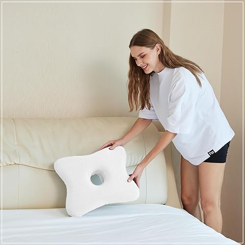 Miniatura 7 de Almohada para piercings  Almohada de espuma viscoelástica para personas que duermen de lado, almohada con un orificio para la oreja para aliviar el