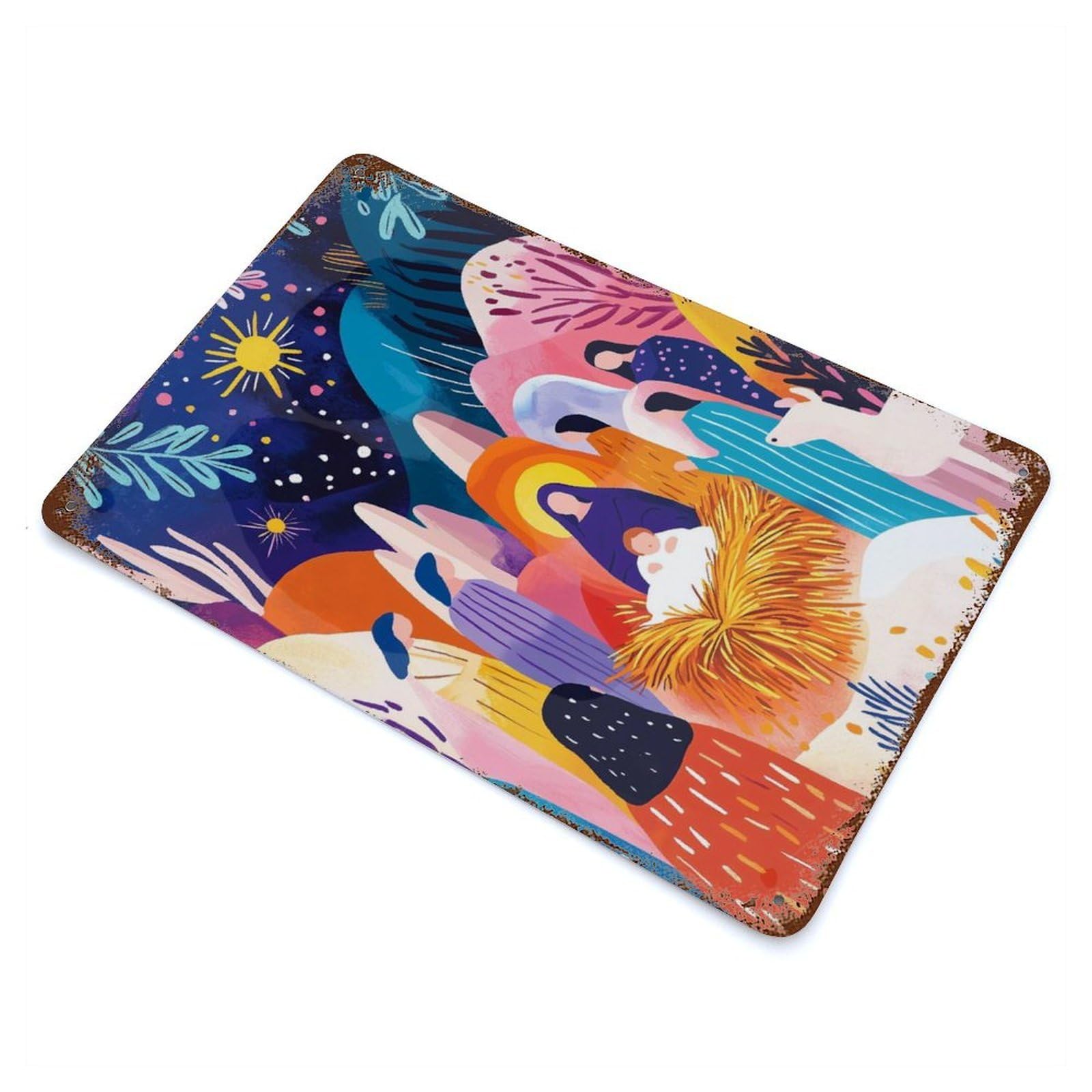Retro Metal Sign Vivid Fauvist Vision of The Adoration of The Shepherds 11.8"x7.9", Retro Wall Decor for Living Room, Hallway And Home Decor