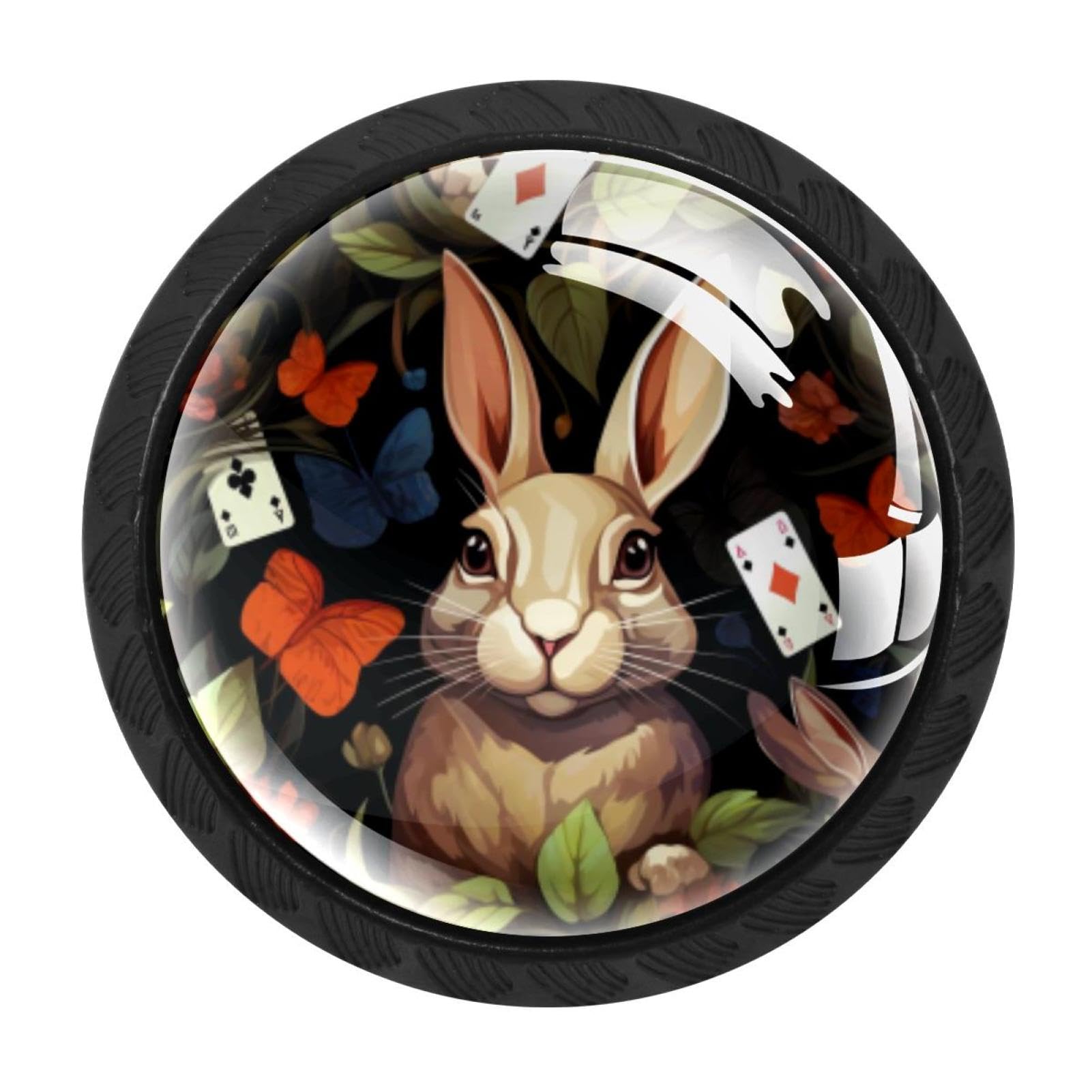 CHENZZZZ 4 Pieces Rabbit Bunny Kitchen Cabinet Knobs Drawer Knobs Dresser Knobs Black Knobs Drawer Pulls Dresser Drawer Handles Knobs for Dresser Drawers