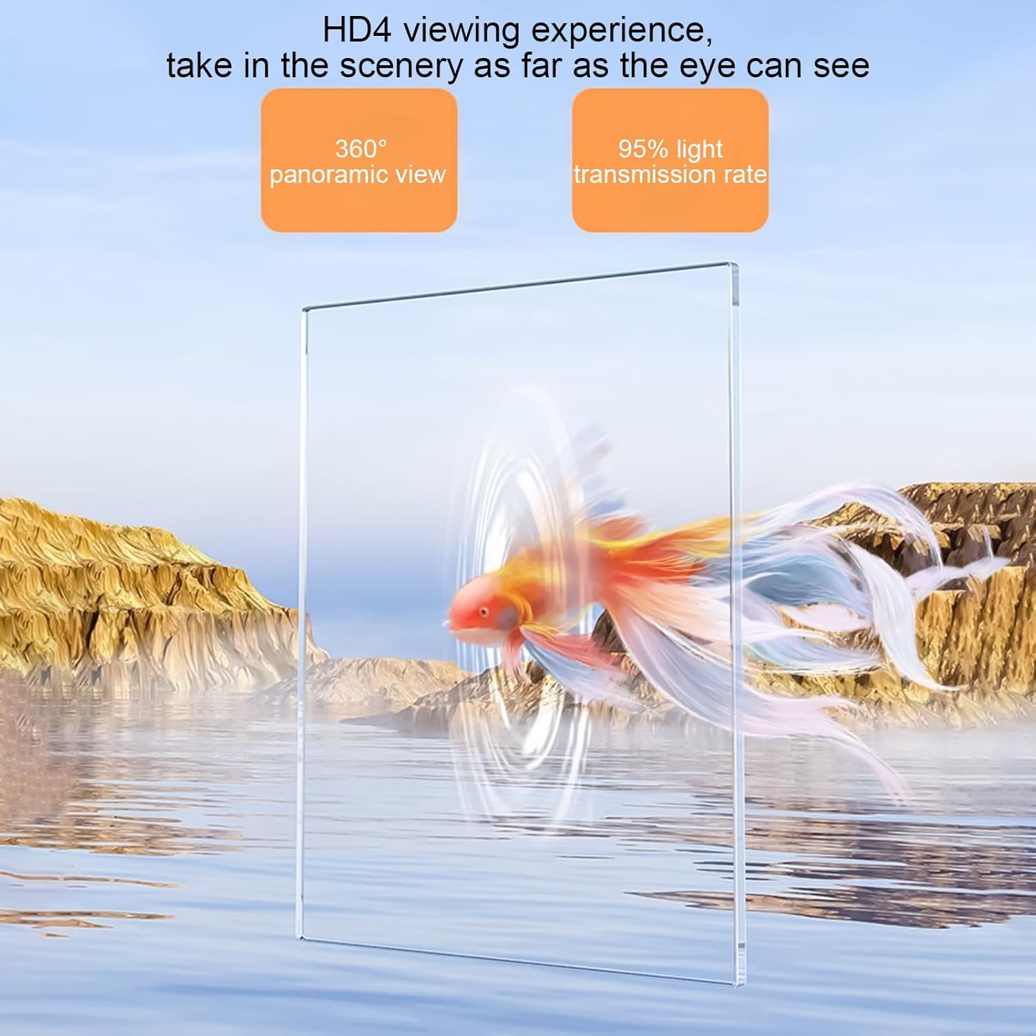 Fish Tank, Large Aquarium Kit, Desktop Container with Turtle Resting Area, Aquarium Decor for Betta and Shrimp, Tank Accessories, Home Desktop Planting for Aquatic Plants Fish Turtle Betta Shrimp