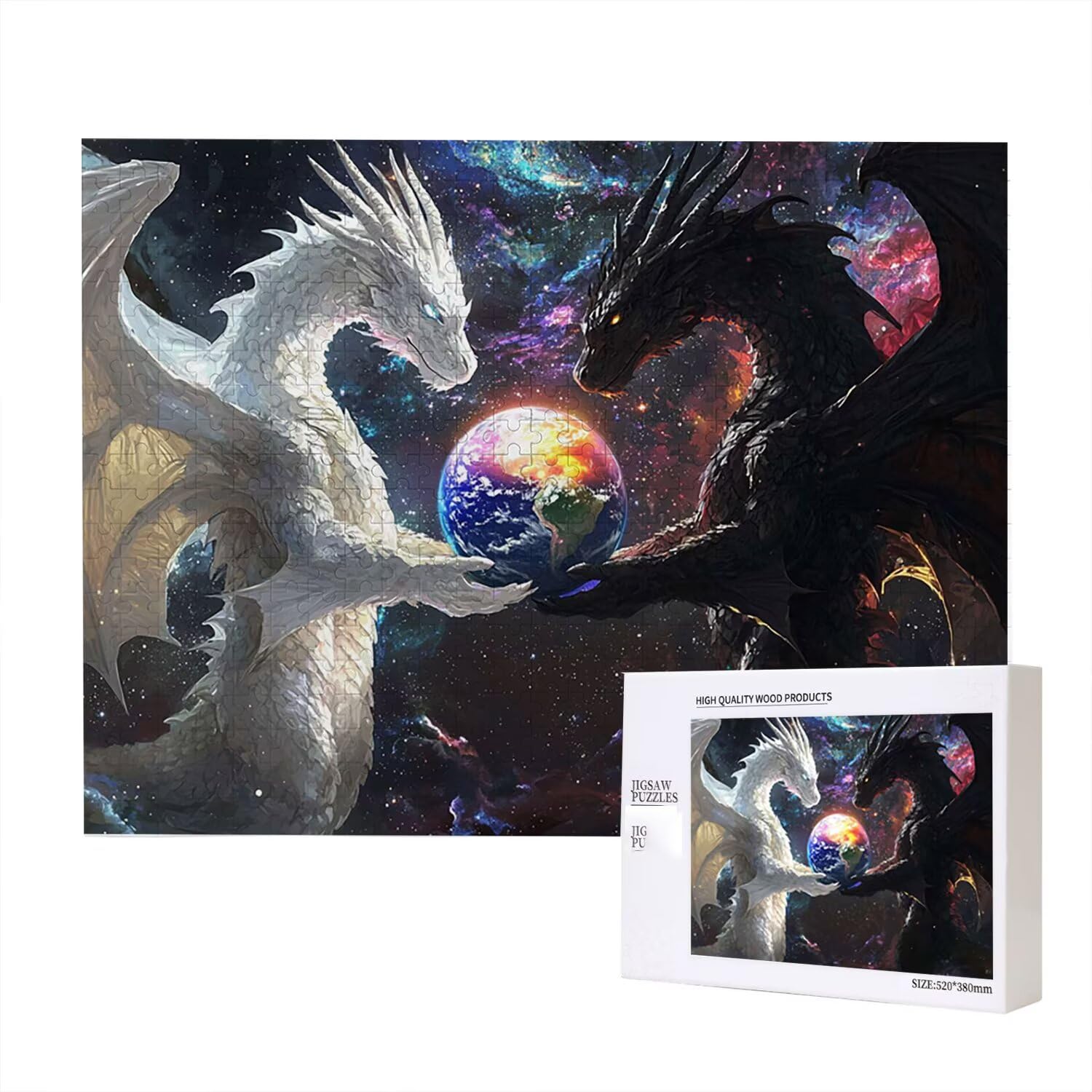 Jigsaw Puzzle, 1000 Pezzi Puzzle Classici, Terra Puzzle Rilassamento Intelligence, Mpossibile Difficile Puzzle Impegnativo per Adulti Puzzle Gioco Familiare, Regalo per Amore Amico Dragone fr0-905