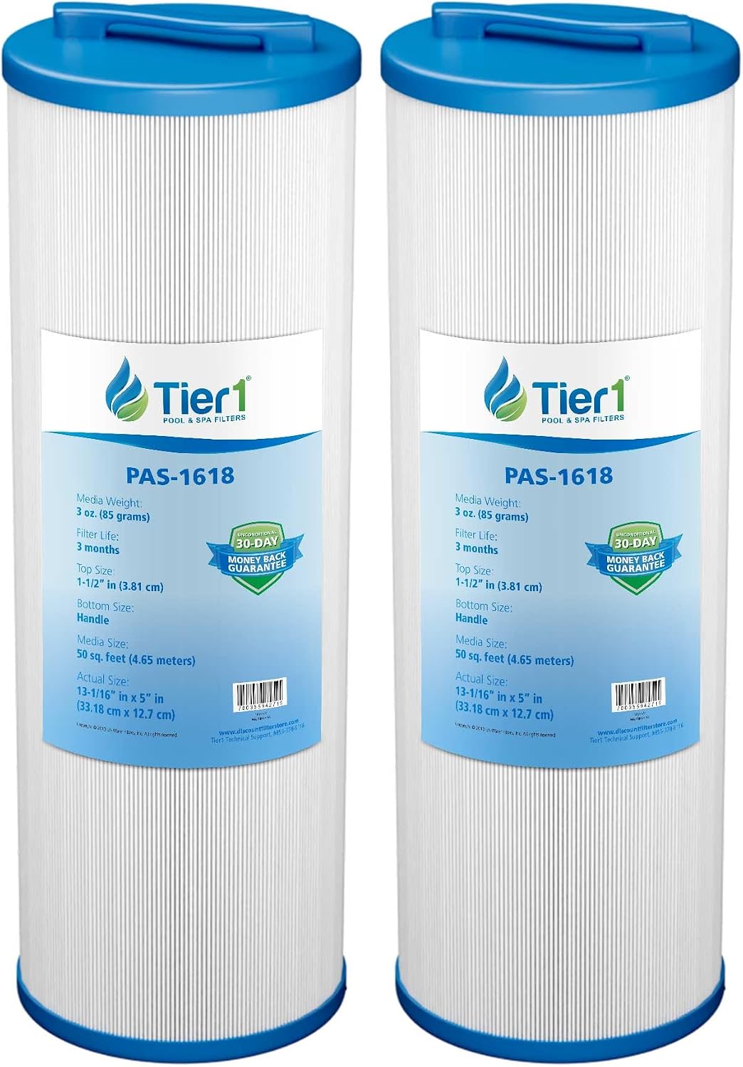 Tier1 Replacement for Waterway Spa Filter 817-4050 – 2 Pack | Compatible with Teleweir 50, Pleatco PWW50L, FC-0172, 4CH-949 | 13-1/16" x 5" | Trilobal Fabric | High Flow | Washable Filter Cartridge