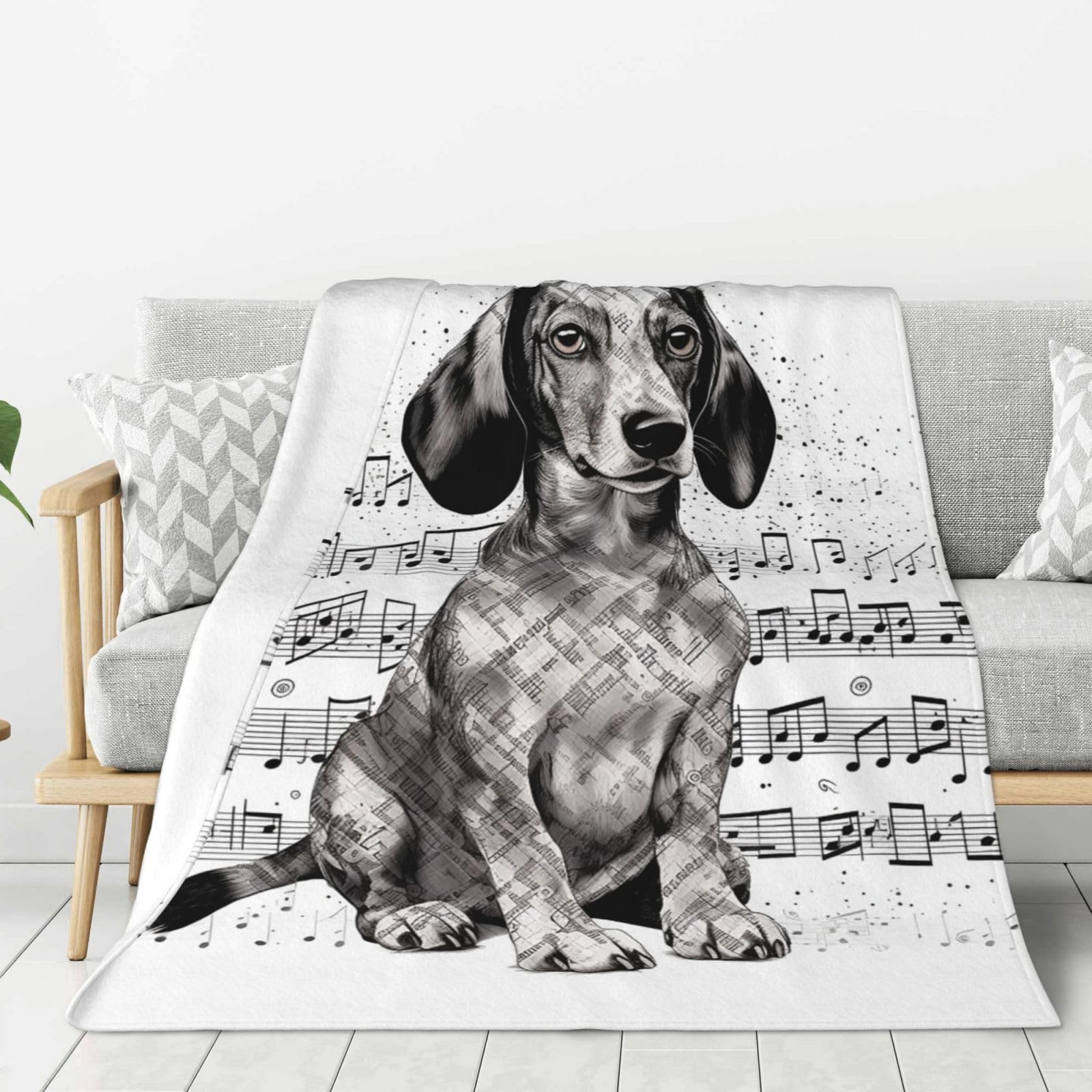 Couverture en flanelle 203x152 cm plaid canapé chaud motif musique