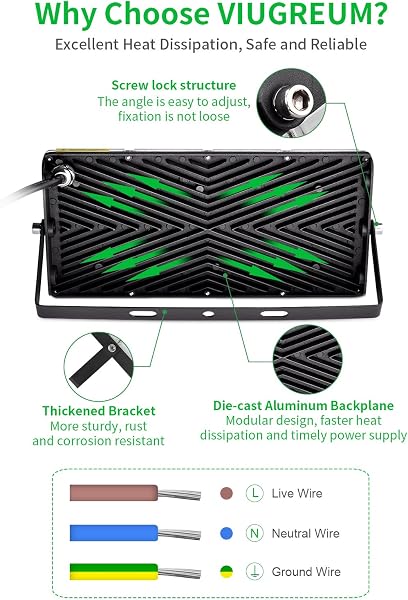 Viugreum Projecteur LED ultra fin 100 W Blanc chaud 3200 K Super lumineux 10 000 lm Avec 105 LED SMD 2835 Étanche IP66 Pour jardin, garage, terrain de sport, hôtel, etc - 3