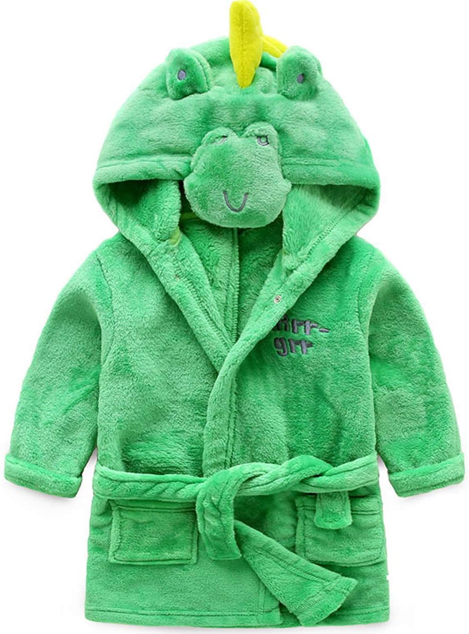 Toddler Kids Cartoon Hooded Plush Robe Animal Pajamas Fleece Bathrobe Children Sleepwear
