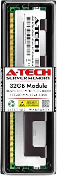 A-Tech 32GB RAM Replacement for Samsung M393B4G70BM0-YH9 | DDR3/DDR3L 1333MHz PC3L-10600R 4Rx4 1.35V ECC RDIMM Registered 240-Pin DIMM Memory Module