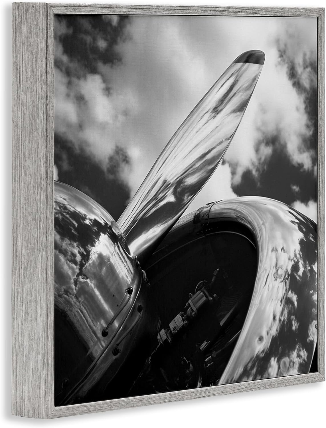 Stupell Industries Propeller with Cloud Reflection Framed Giclee Wall Art Design by Chip Forelli, Gray Framed, 12 x 12