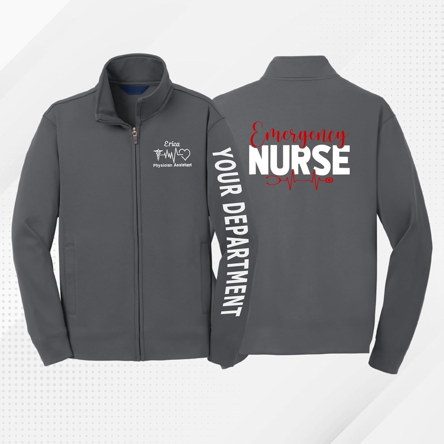 Custom Embroidered Nurse Fleece Jacket, RN CNA LPN Medical Zip Up Coat, Personalized Nursing Jacket,Gift for Nurse 1