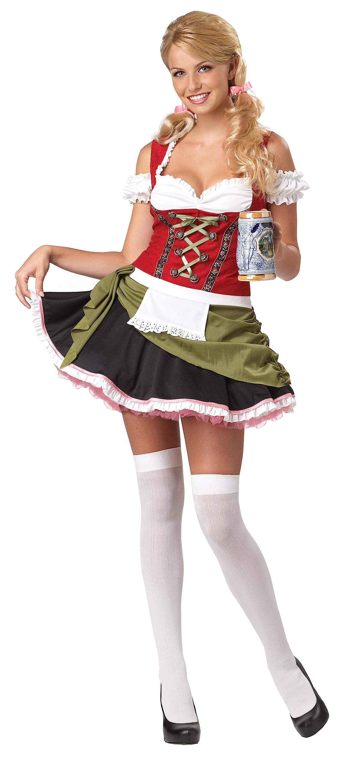California Costumes 1135 Bavarian Bar Maid Oktoberfest, costume da adulto, rosso/verde