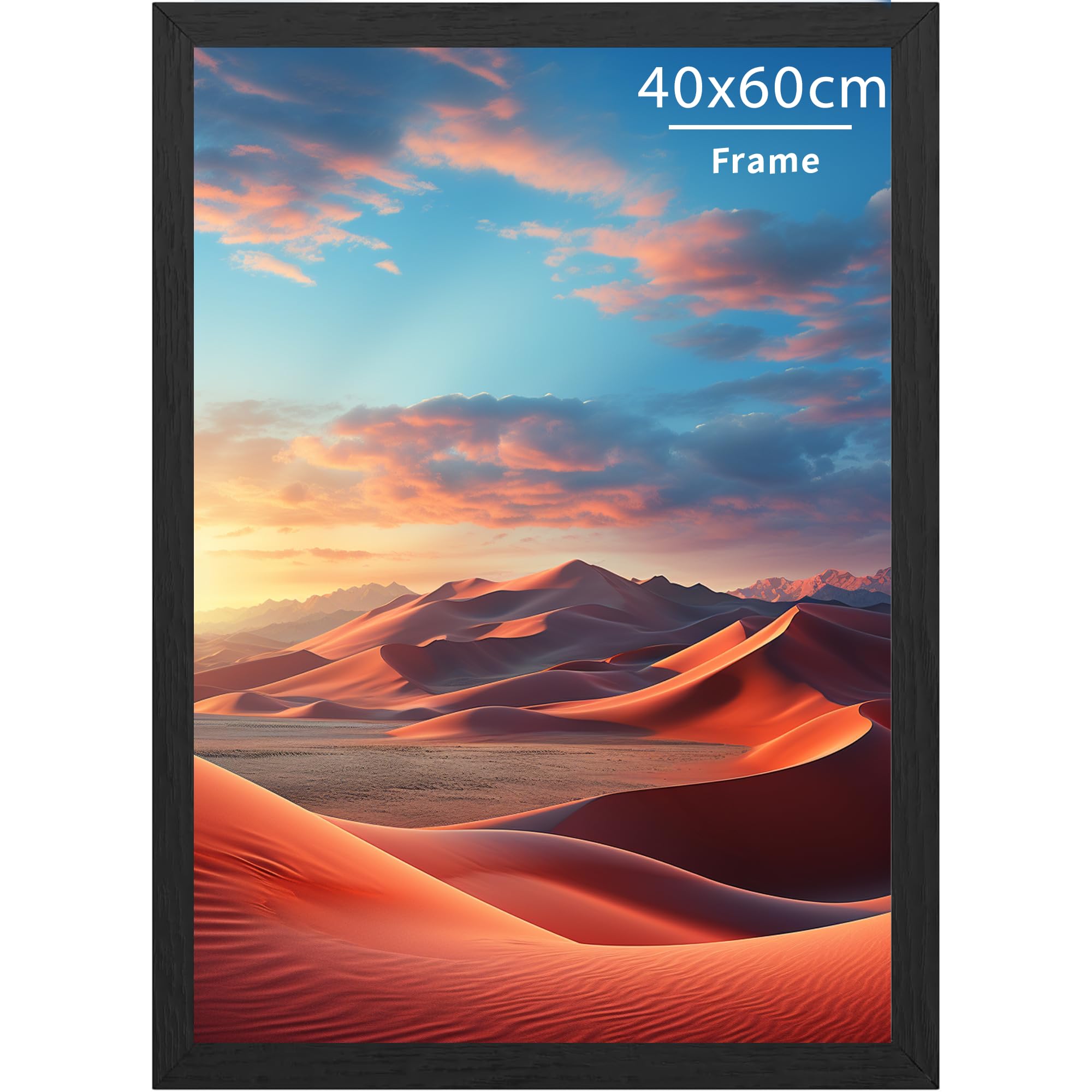 40x60 Picture Frame Wooden Picture Frames,40x60cm Photo Frame with Acrylic Glass, 40x60 Poster Frame with Wall Hanging,Certificate Frames Landscape or Portrait Orientation,Black,1P