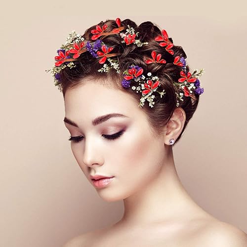 Miniatura 4 de Gejoy 2 rollos de guirnalda de bayas de doble pip de 40 pies, guirnalda floral de bayas de campo, decoración floral de manualidades, decoración