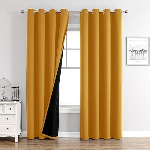 Miniatura 30 de ChrisDowa Cortinas 100% Opacas para Dormitorio con Forro Negro, 2 Capas Gruesas Totalmente Opacas con Aislamiento Térmico y Ojales, Cortinas de