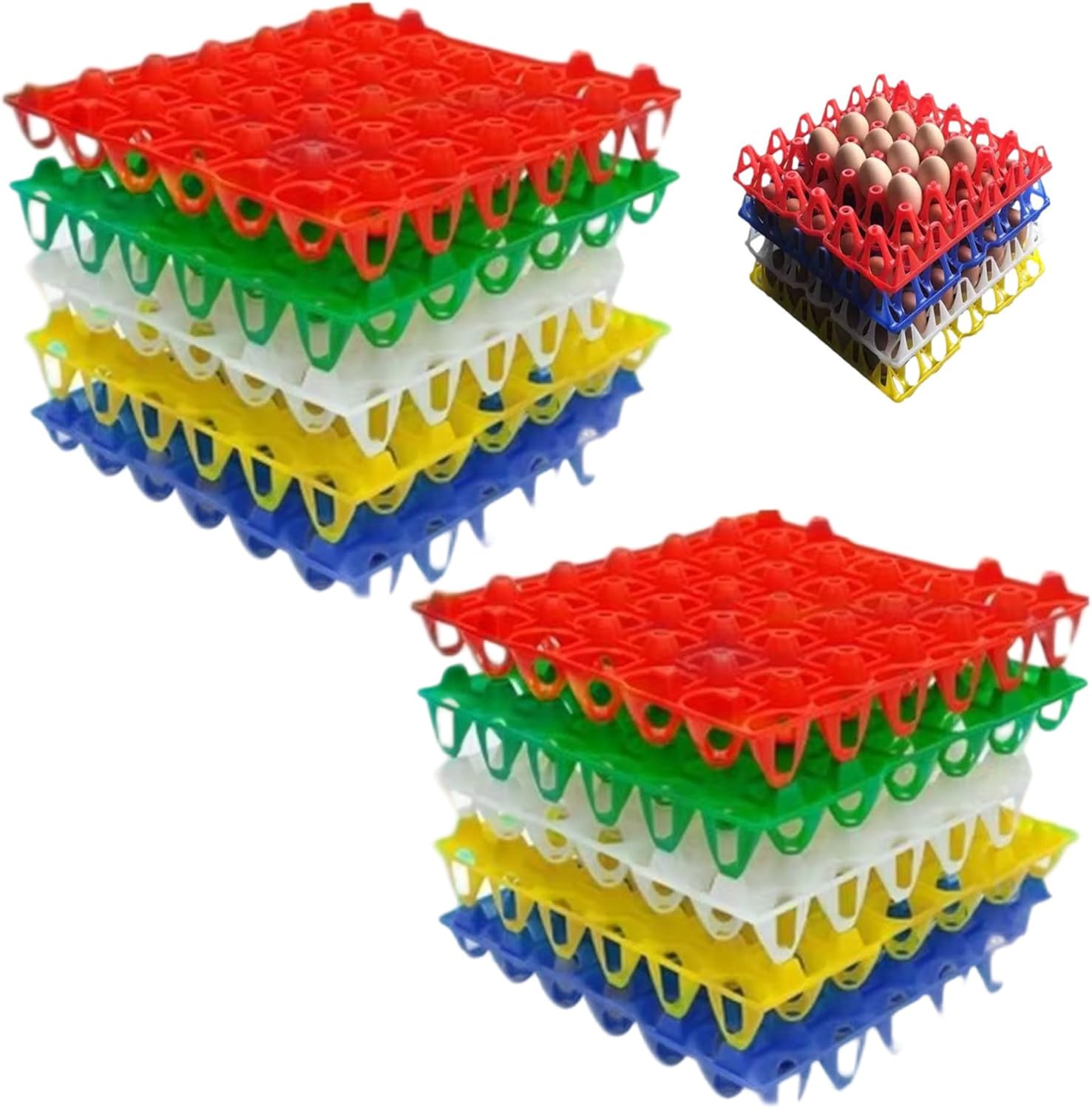 Egg Crate, 10PCS 30 Cells Plastic Egg Tray, Stackable Reusable Colored Storage Container for Storing, Sorting, and Shipping...