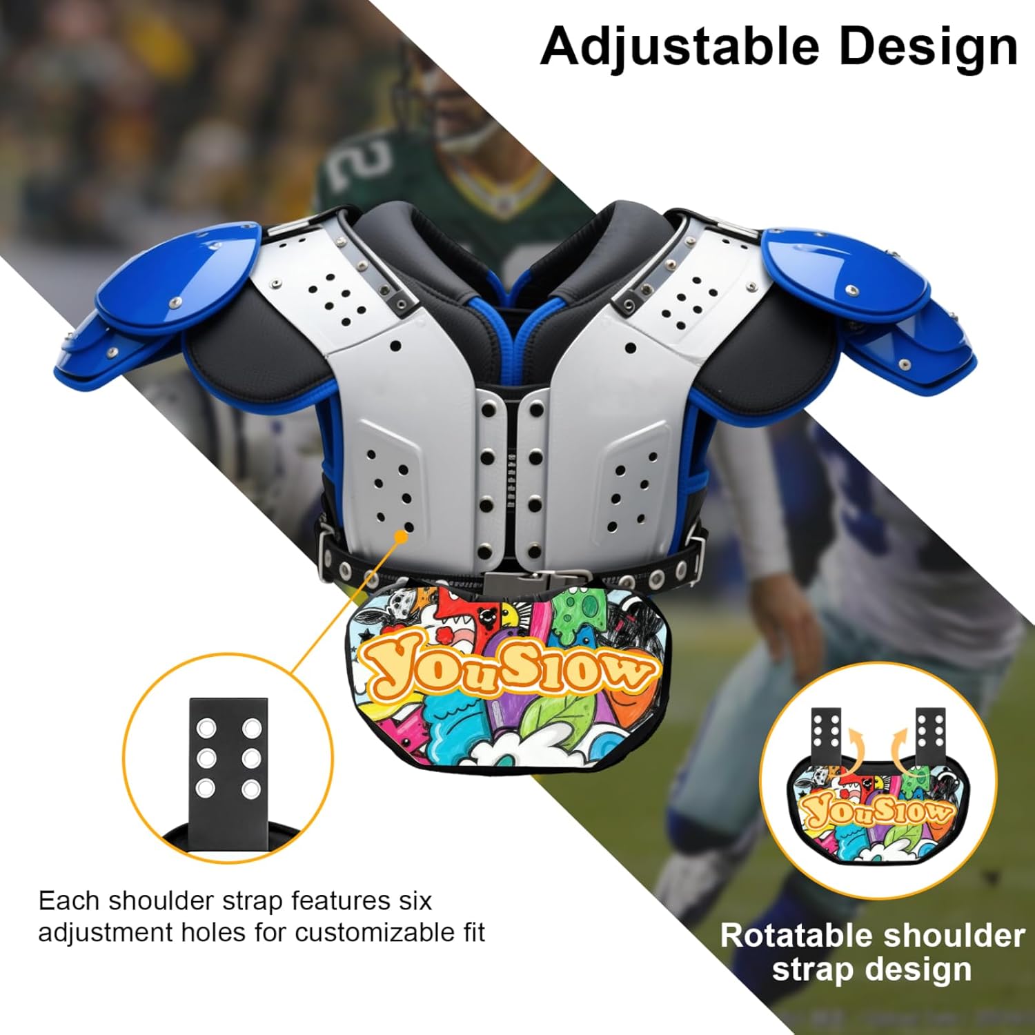 Football Back Plate, Lower Back Pads for Football Players, Hard Shell and Contoured Foam with Breathable Design, for Youth, Adult, Kids