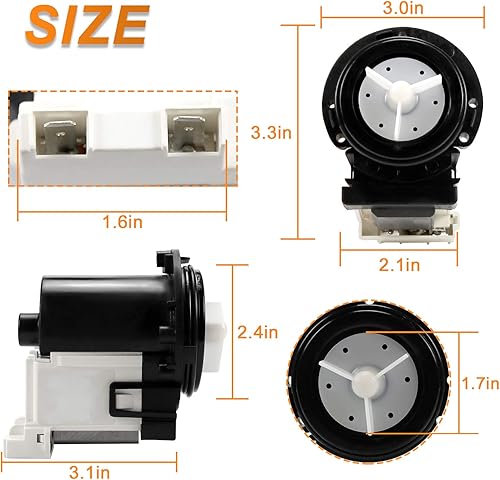 Miniatura 4 de 4681EA2001T WM8000HVA WM8100HVA WM2077CW WM3260 Motor de bomba de drenaje de arandela OEM para lavadoras LG y Kenmore WM3170CW WM2101HW WM3670HW