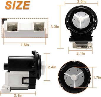 4681EA2001T WM8000HVA WM8100HVA WM2077CW WM3260 WM3370HWA WM4370HKA Washer Drain Pump Motor OEM for LG&Kenmore Washing Machine WM3170CW WM2101HW WM3670HW WM3670HVA WM2301HR WM2487HRMA WM3240CW