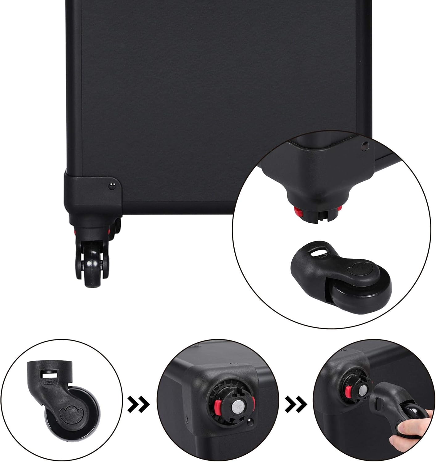 Topeakmart Rolling Makeup Case Large, 4 in 1 Professional Makeup Train Case, Cosmetic Storage Organizer Cosmetic Travel Case with Folding Trays, Wheels and Aluminum Frame, Black