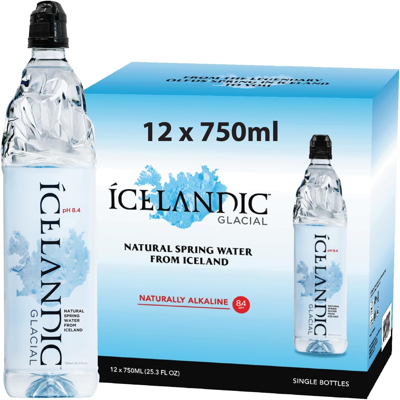 Icelandic Glacial Natural Spring Alkaline Water, 25.3 Fl Oz (Pack of 12)