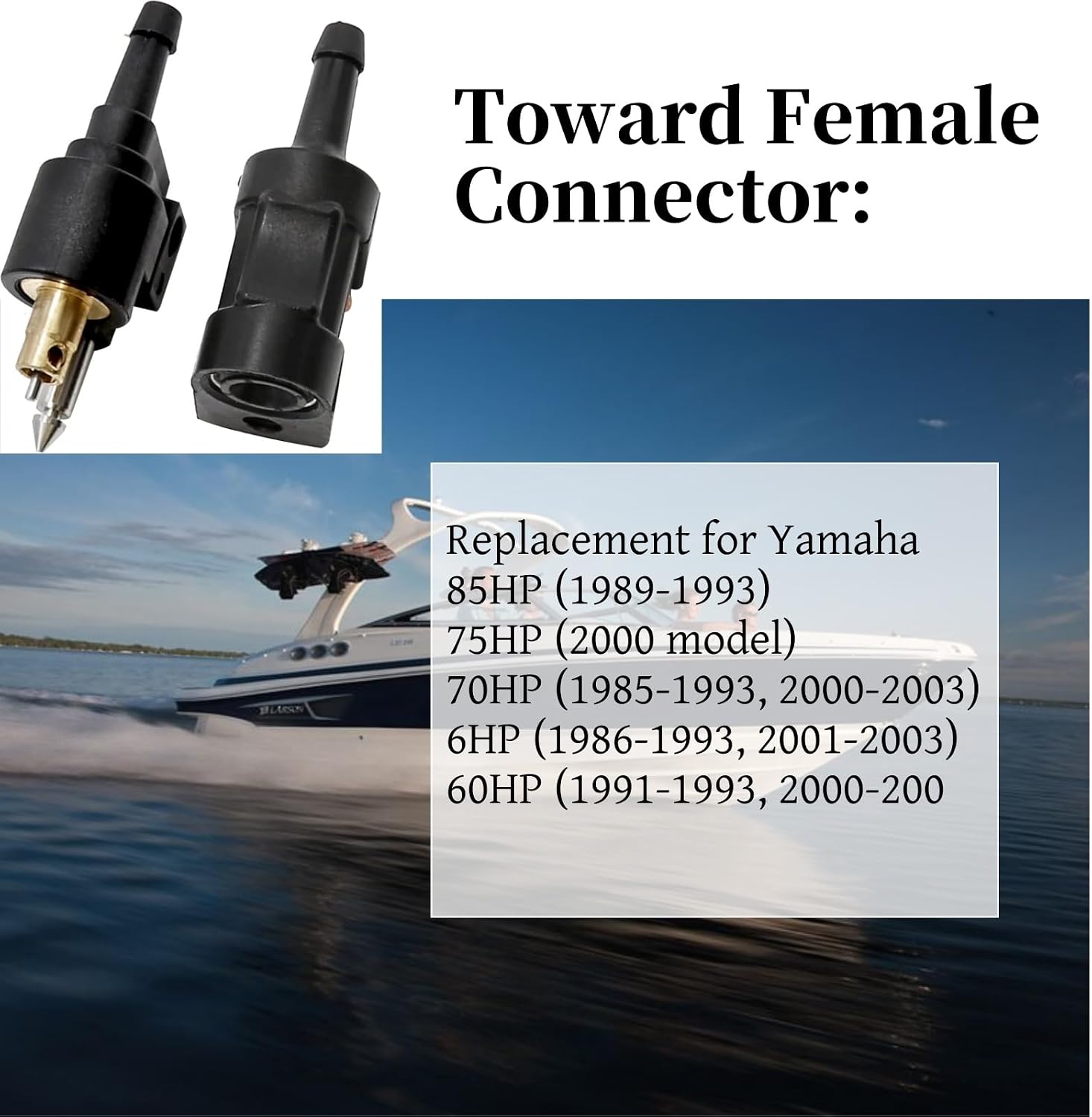 1/4 inch 6mm Barb Female Fuel Line Quick Connector Fits for Yamaha Outboard Fuel Line Connector, Boat Fuel Line Connector Replaces Tank Side: 6Y1-24305-06-00 and Engine Side: 6G1-24304-02-00