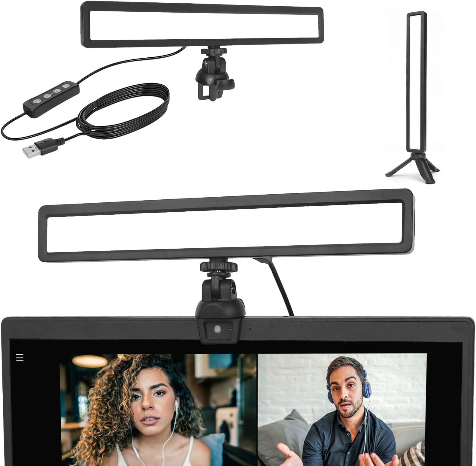 luxceo Video Conference Lighting, Zoom Light for Remote Working, Webcam Lighting for Laptop, Zoom Calls, Live Streaming, Online Class, Self Broadcasting, Video Conference Light Kit for Zoom Meeting