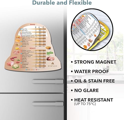 Miniatura 5 de Juego de imanes informativos para colocar en la cubierta de la freidora de aire, accesorios con tabla de tiempos de cocción como guía de referencia