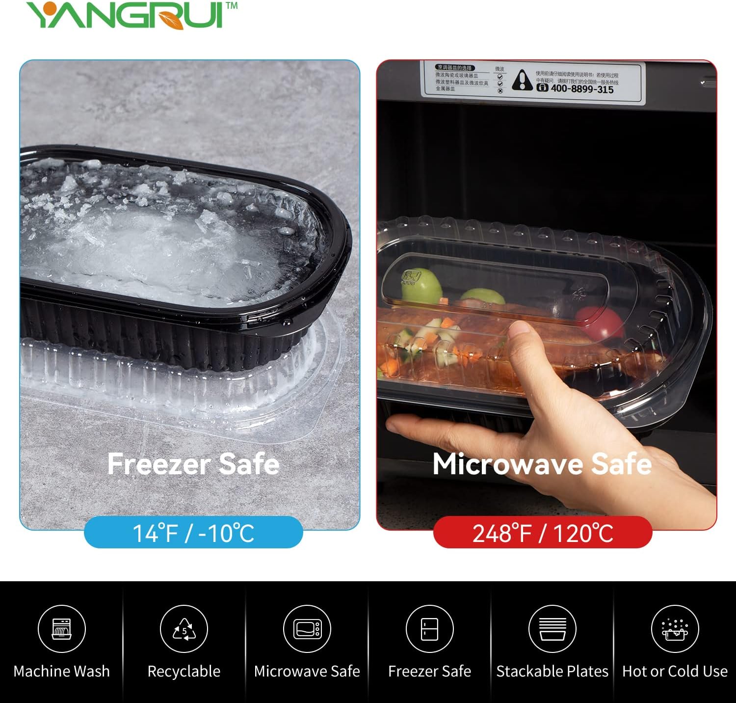 YANGRUI Take Out Containers, Shrink Wrap 45 Pack 26 oz Reusable Machine Washable Extra Thick BPA Free Meal Prep Container Microwave Freezer Safe Leak Proof To Go Boxes