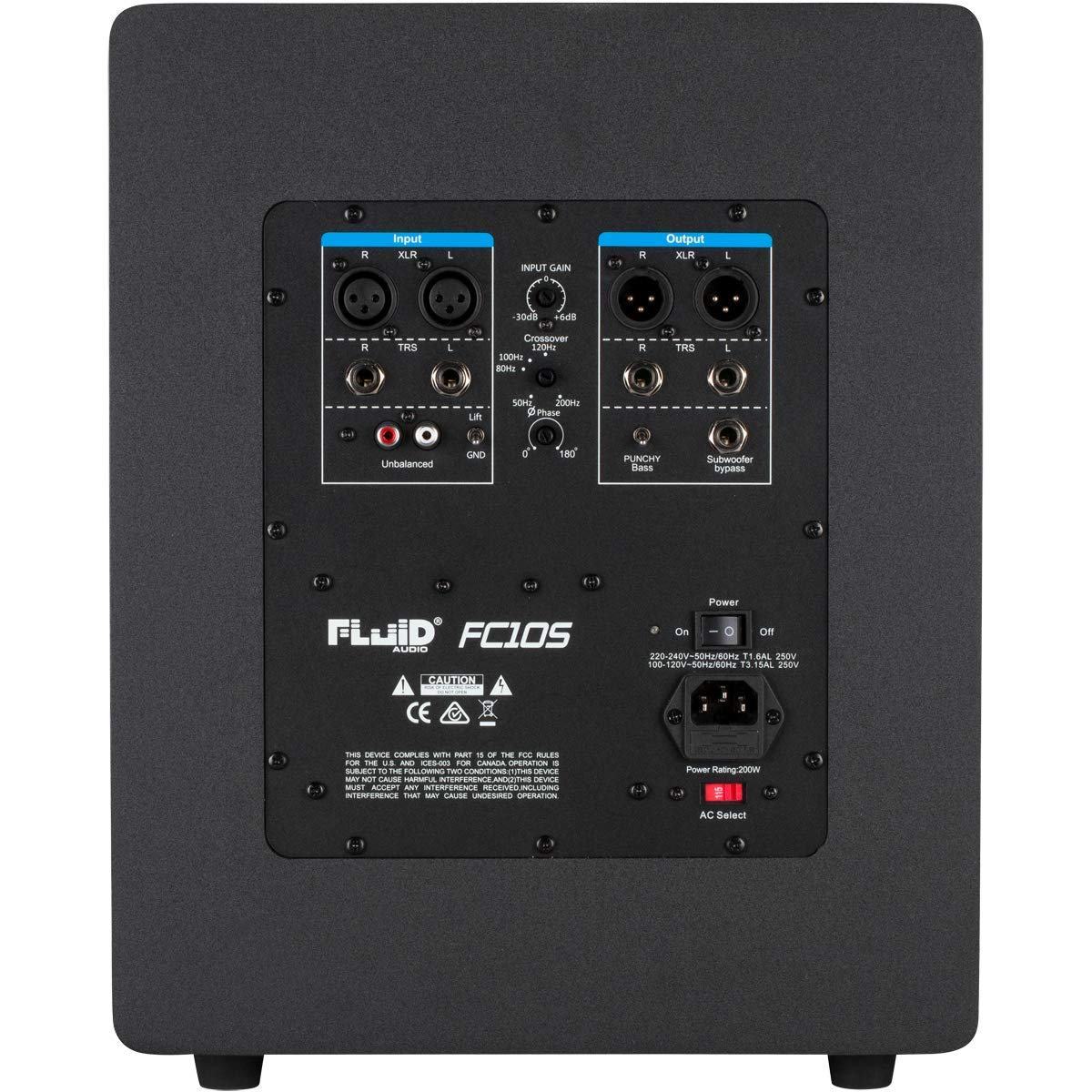 Fluid Audio Subwoofer da studio F10S (subwoofer attivo per studi domestici, woofer da 10 pollici, 200 watt, filtro passa-basso variabile, design compatto, ideale per la produzione musicale), nero