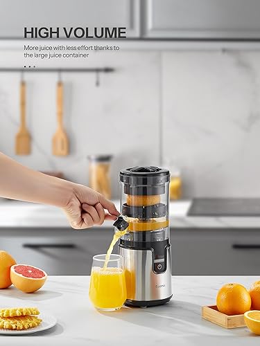 Miniatura 4 de Exprimidor eléctrico de cítricos, exprimidor de limón Reemix con cuerpo de acero inoxidable cepillado, operación totalmente automática con un solo
