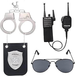 Police Pretend Play Toys Set Handcuffs Badge Cop Officer Costume for Swat Detective FBI Halloween