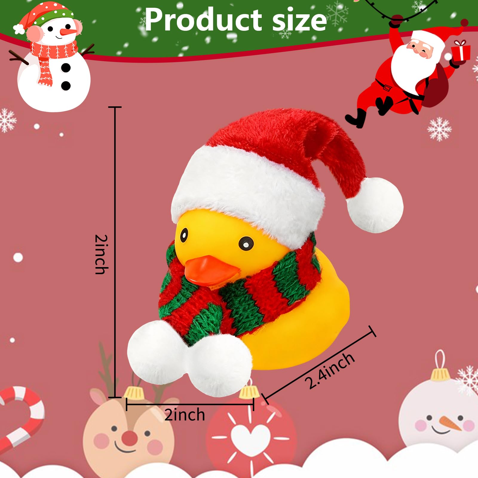 BORFUE 12pcs Christmas Mini Duckies Mini Santa Duckies with Hats Scarves Cute Bath Toys for Christmas Party Stocking Stuffers Baby Shower - Image 3