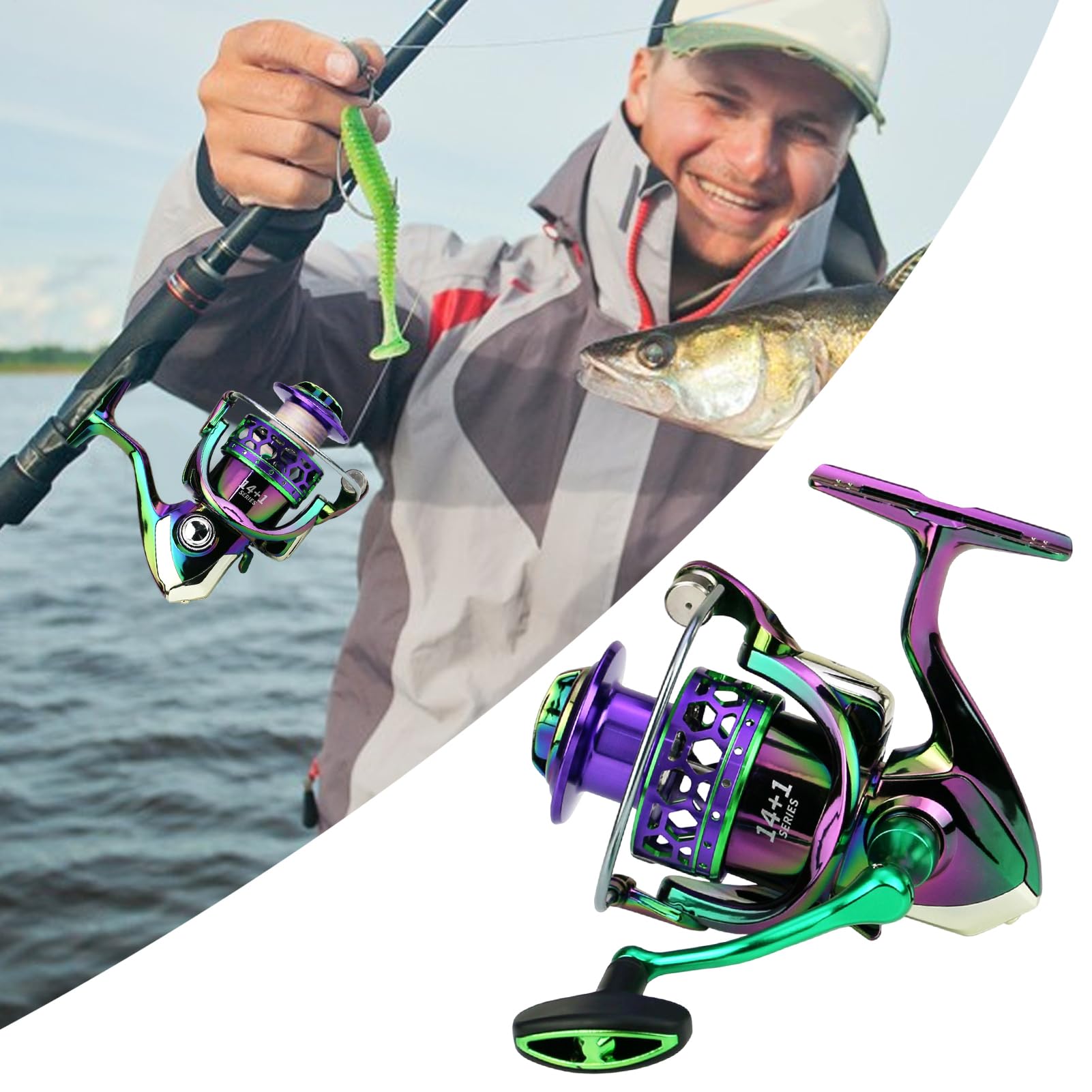 Kołowrotek spinowy Saltwater, baitcasting Fishing Reels, 13x12,5x7,8 cala Uroczy skok kół zębatych Spinner do łowienia ryb, okoni, pstrągów, przygód wędkarskich