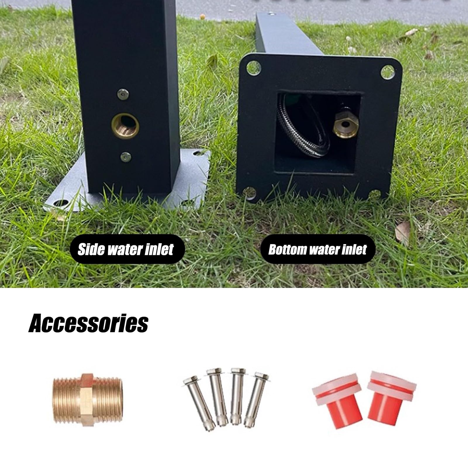 Colonne d'eau de Jardin carrée Verticale, Colonne d'eau antigel extérieure avec 2 robinets, Distributeur d'eau, 2 Options d'entrée d'eau pour l'irrigation