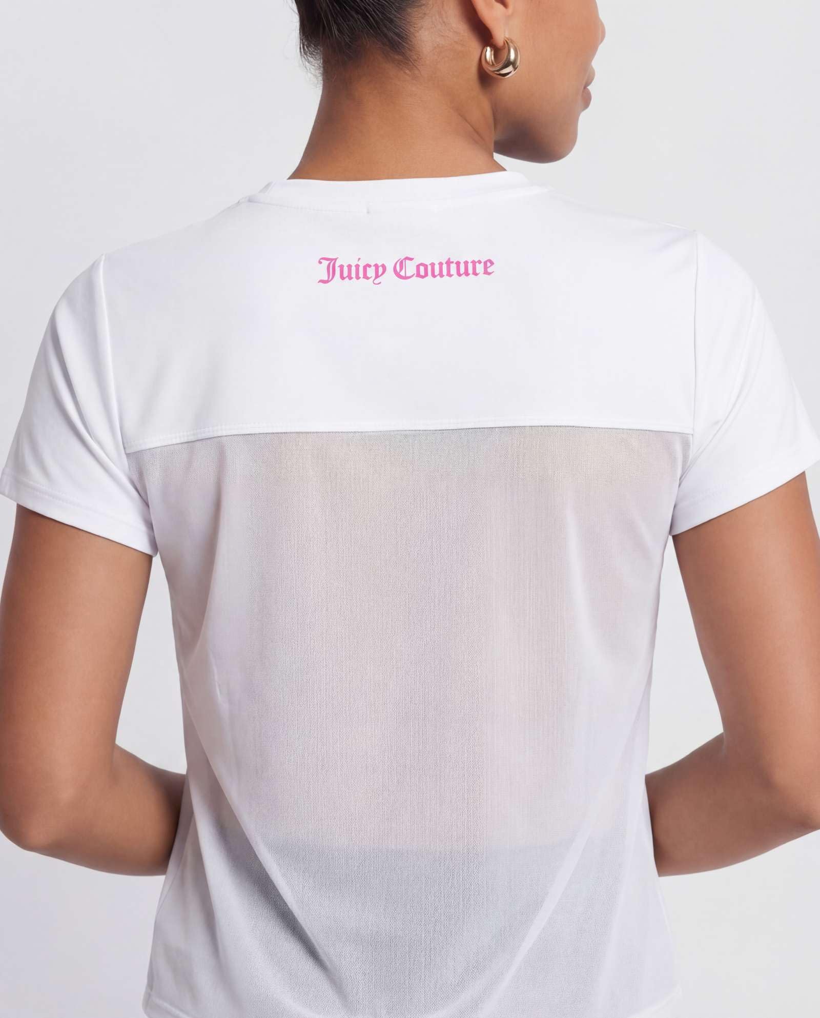 Juicy Couture Damen Mesh Back Kurzarm Athletic Shirts - Workout Tops für Fitness, Gym, Yoga & Activewear (Plus)