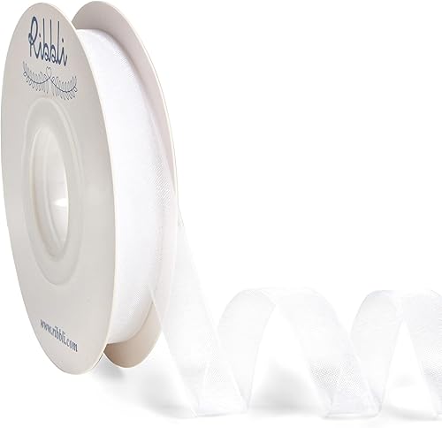Ribbli Cinta de organza blanca, 12 pulgada x 50 yardas, cinta blanca transparente para envolver regalos, envoltura de galletas, decoración de boda,