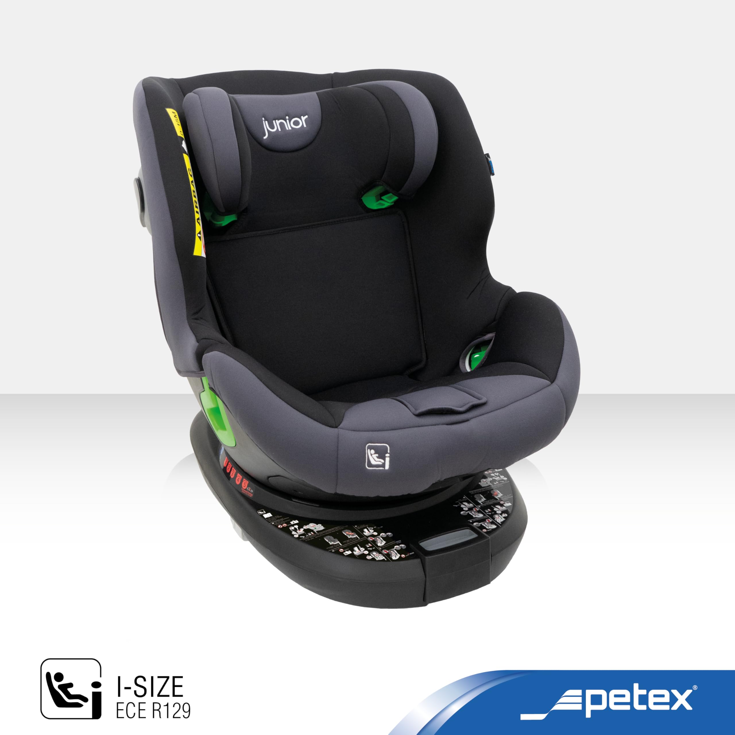 PETEX Auto Kindersitz King, i-Size, 40-135 cm, grau, 1 Stück | 360° drehbar, ISOFIX, Stützfuß, nach ECE R129, mitwachsend